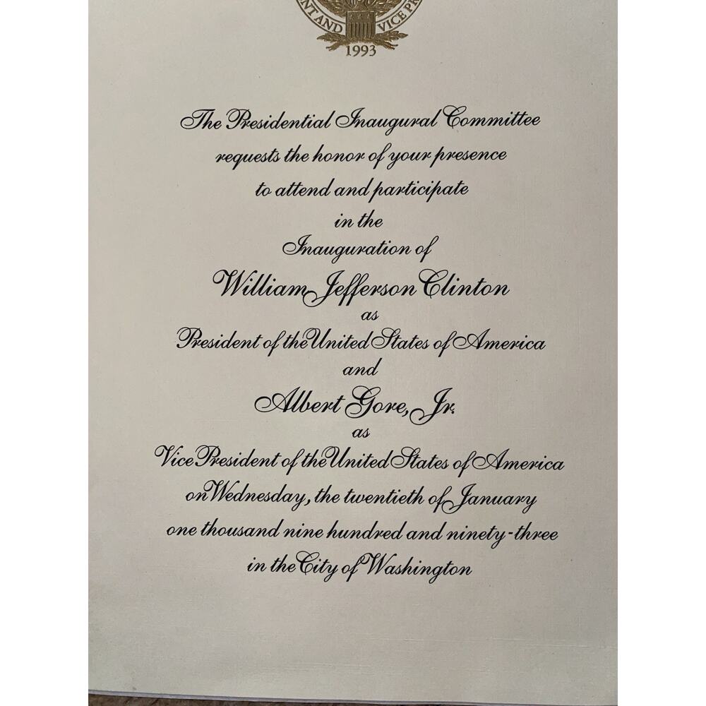 Rare 1993 Commemorative ClLINTON/GORE Presidential Inaugural Invitation USA - Picture 3 of 8